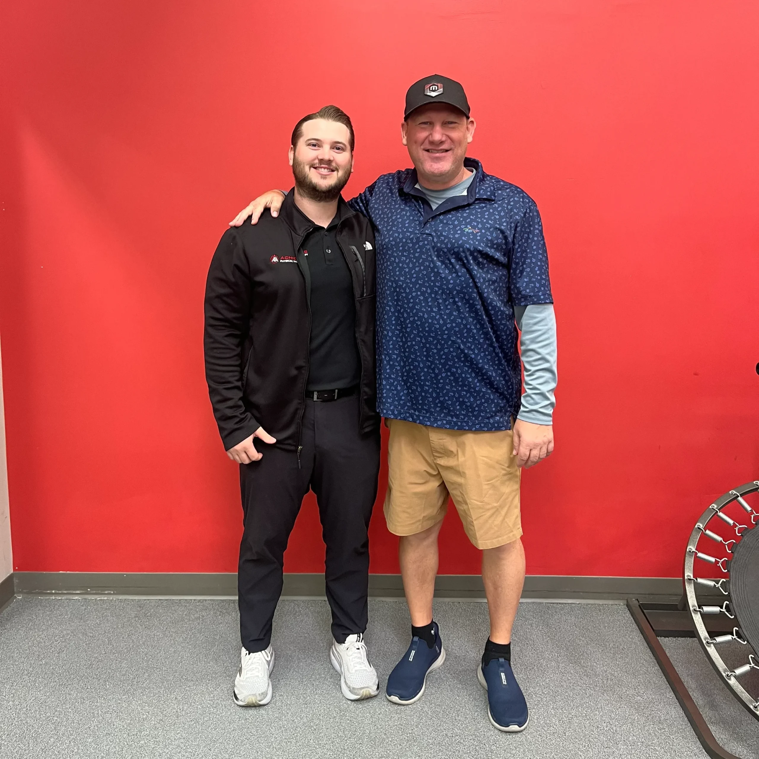 Nick H with his physical therapist, Cameron M, after a successful physical therapy program with Achieve PT